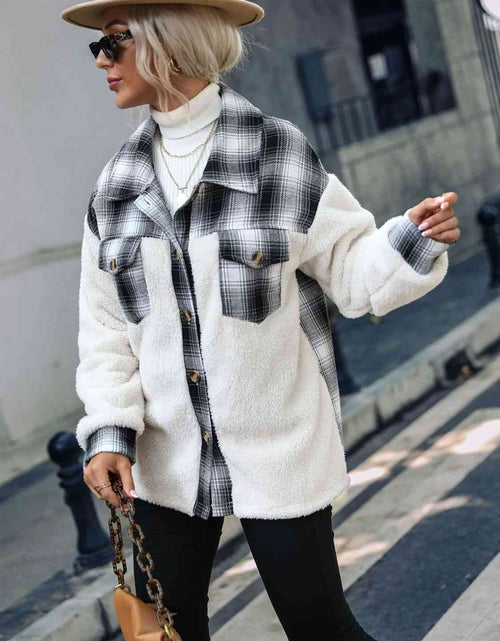 Load image into Gallery viewer, Plaid Collared Neck Button Down Jacket
