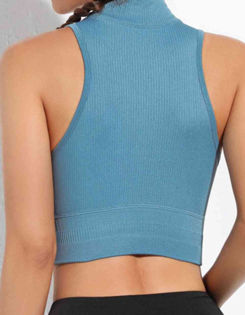 Load image into Gallery viewer, Mock Neck Ribbed Sports Tank
