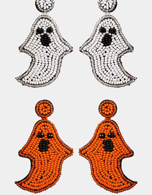 Load image into Gallery viewer, Ghost Shape Beaded Dangle Earrings
