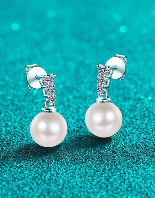 Load image into Gallery viewer, Moissanite Pearl Drop Earrings
