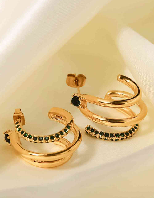 Load image into Gallery viewer, 18K Gold Plated Cubic Zirconia Wrap C-Hoop Earrings
