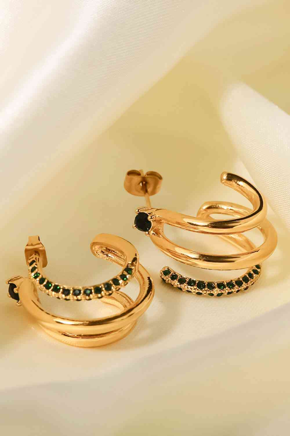 18K Gold Plated Cubic Zirconia Wrap C-Hoop Earrings