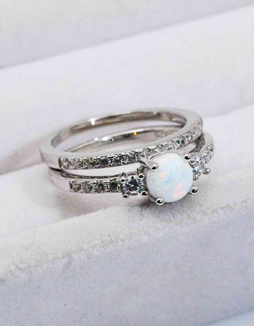 Load image into Gallery viewer, 925 Sterling Silver Opal Split Shank Ring
