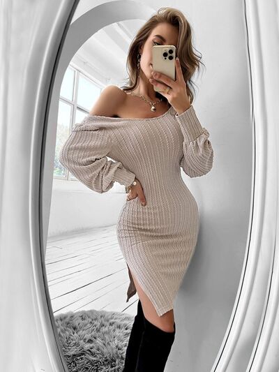 Load image into Gallery viewer, Slit Balloon Sleeve Mini Dress
