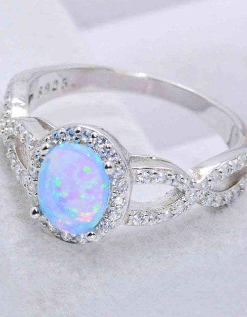 Load image into Gallery viewer, 925 Sterling Silver Opal Halo Ring
