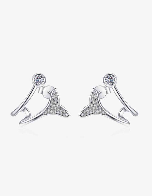 Load image into Gallery viewer, Moissanite Fishtail Rhodium-Plated Earrings
