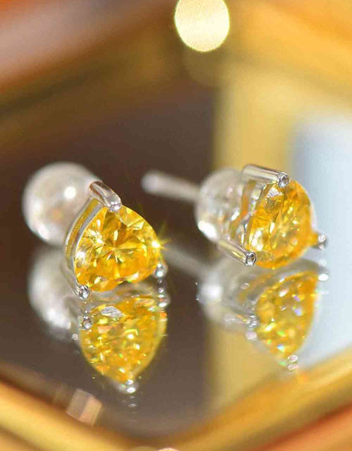 Load image into Gallery viewer, 2 Carat Yellow Heart Moissanite Platinum-Plated Earrings
