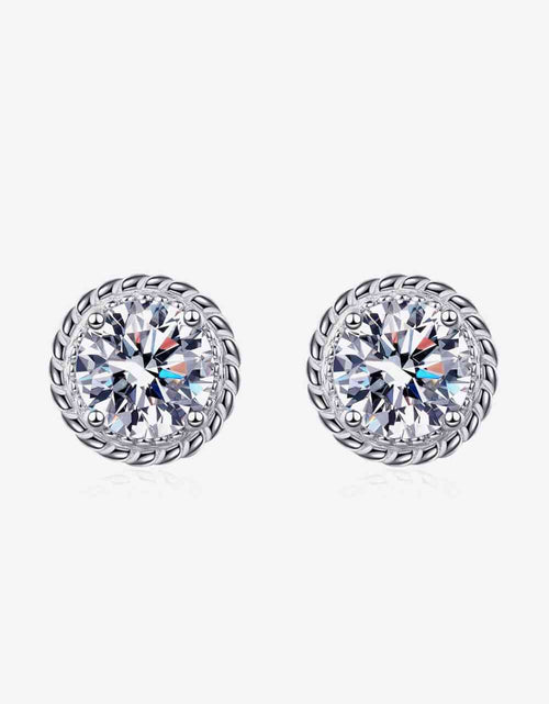 Load image into Gallery viewer, 1 Carat Moissanite Rhodium-Plated Round Stud Earrings
