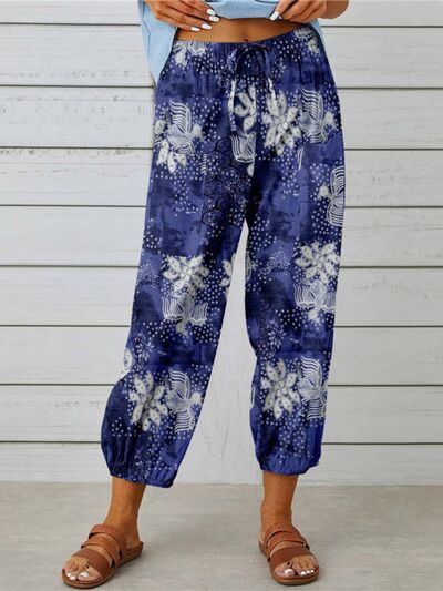 Load image into Gallery viewer, Printed Tied Cropped Pants
