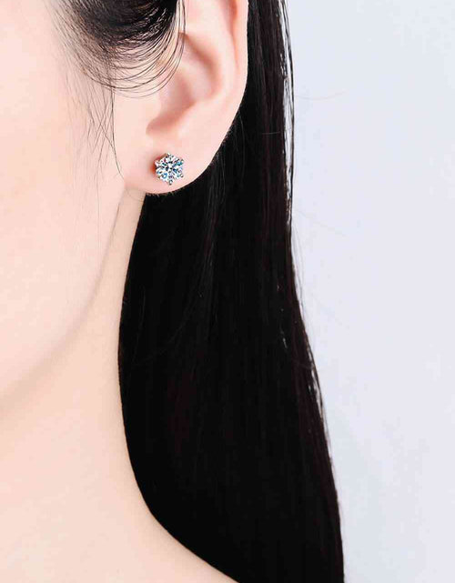 Load image into Gallery viewer, 1 Carat Moissanite Rhodium-Plated Stud Earrings
