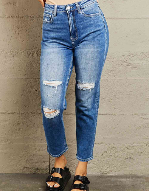 Load image into Gallery viewer, BAYEAS High Waisted Cropped Dad Jeans
