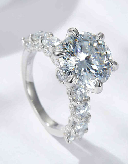 Load image into Gallery viewer, 3-Carat Moissanite Platinum-Plated Side Stone Ring
