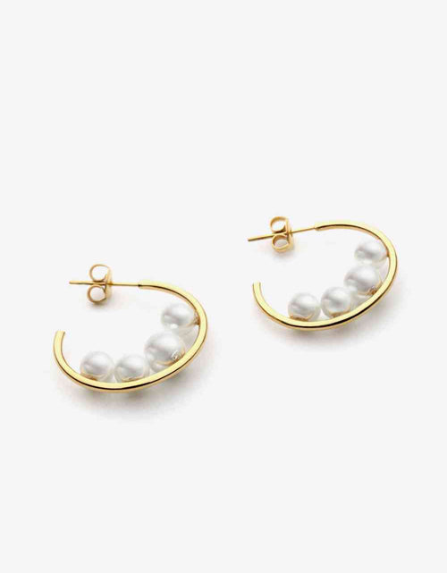 Load image into Gallery viewer, Can&#39;t Stop Your Shine Pearl C-Hoop Earrings
