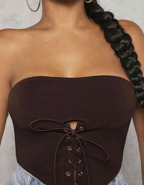 Load image into Gallery viewer, Lace-Up Strapless Bustier
