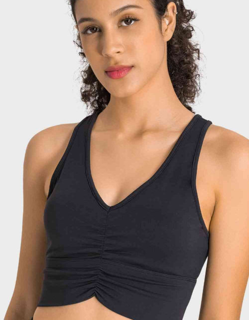 Load image into Gallery viewer, Gathered Detail Halter Neck Sports Bra
