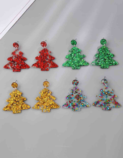 Load image into Gallery viewer, Christmas Tree Acrylic Earrings
