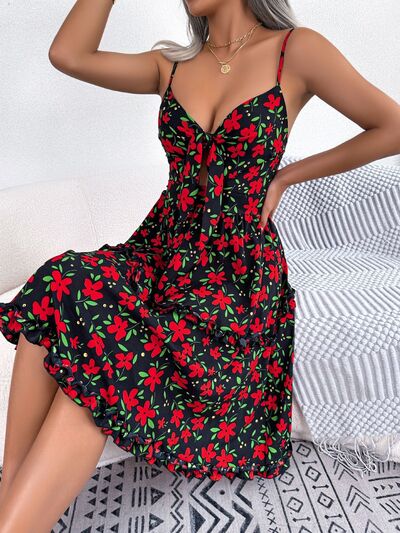 Load image into Gallery viewer, Printed Plunge Cap Sleeve Cami Dress
