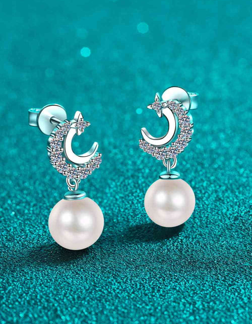 Load image into Gallery viewer, Moissanite Pearl Drop Earrings
