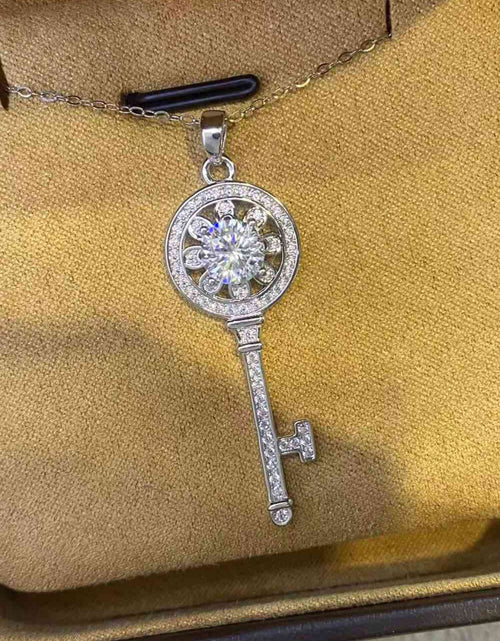 Load image into Gallery viewer, 1 Carat Moissanite Platinum-Plated Key Pendant Necklace
