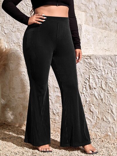 Load image into Gallery viewer, Plus Size Ribbed High Waist Flare Pants
