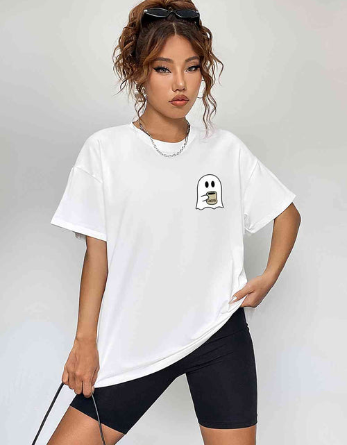 Load image into Gallery viewer, Round Neck Short Sleeve Ghost Graphic T-Shirt
