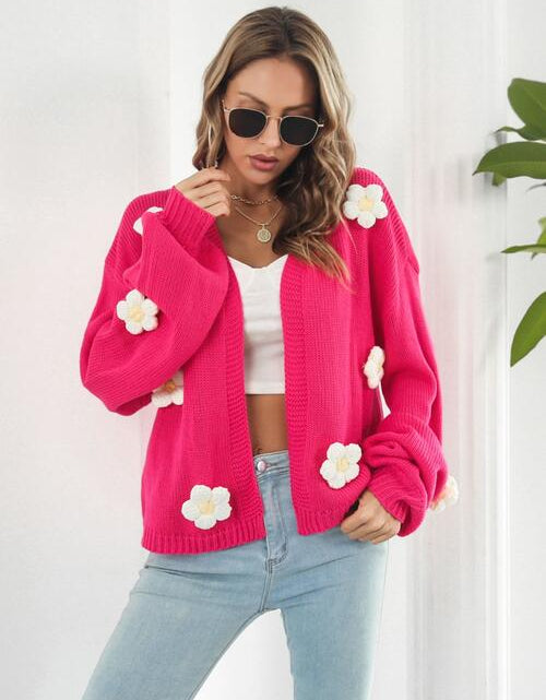 Load image into Gallery viewer, Floral Open Front Long Sleeve Cardigan
