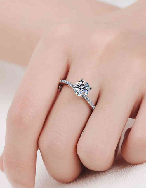 Load image into Gallery viewer, 1 Carat Moissanite Rhodium-Plated Side Stone Ring
