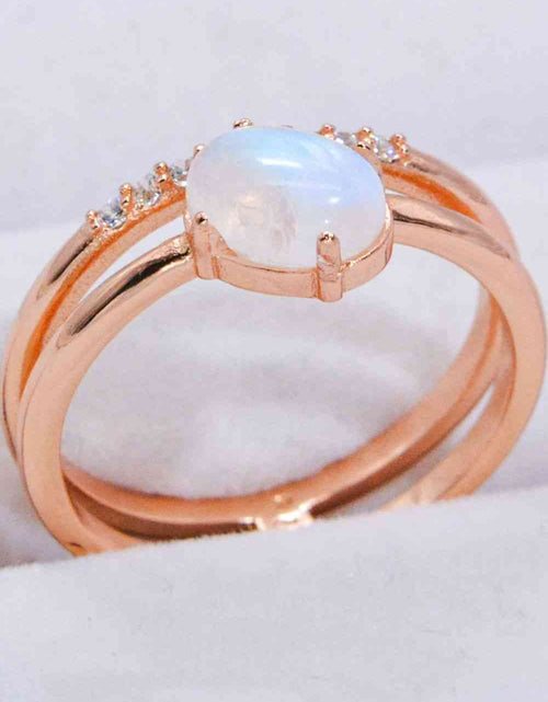 Load image into Gallery viewer, Natural Moonstone and Zircon Double-Layered Ring
