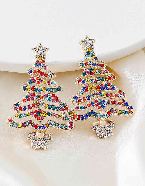 Load image into Gallery viewer, Rhinestone Alloy Christmas Tree Earrings
