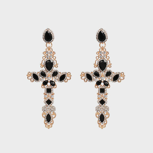 Load image into Gallery viewer, Rhinestone Alloy Cross Earrings
