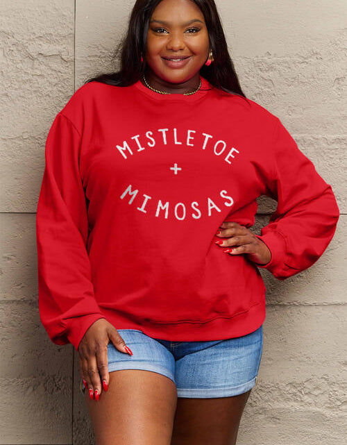 Load image into Gallery viewer, Simply Love Full Size MISTLETOE MIMOSAS Long Sleeve Sweatshirt
