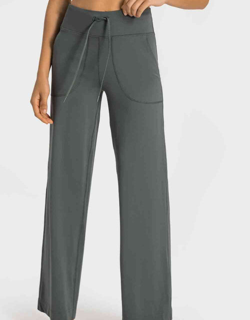 Load image into Gallery viewer, Drawstring Waist Wide Leg Sports Pants with Pockets
