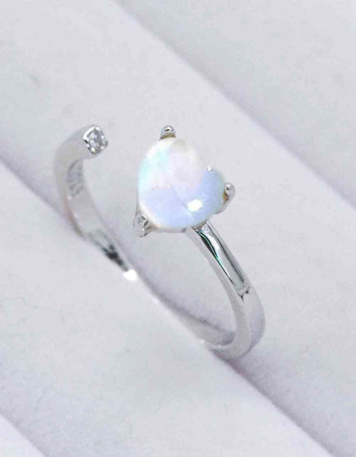 Load image into Gallery viewer, Inlaid Moonstone Heart Adjustable Open Ring
