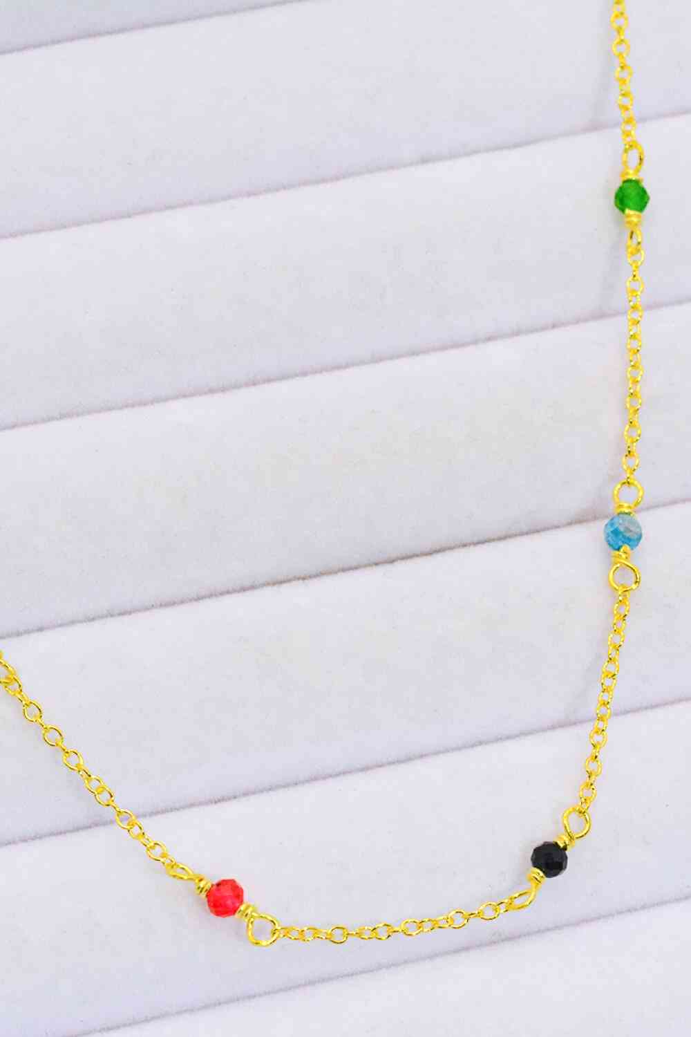 18K Gold-Plated Multicolored Bead Necklace