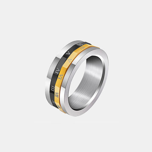 Load image into Gallery viewer, Roman Numeral Titanium Steel Spinner Ring
