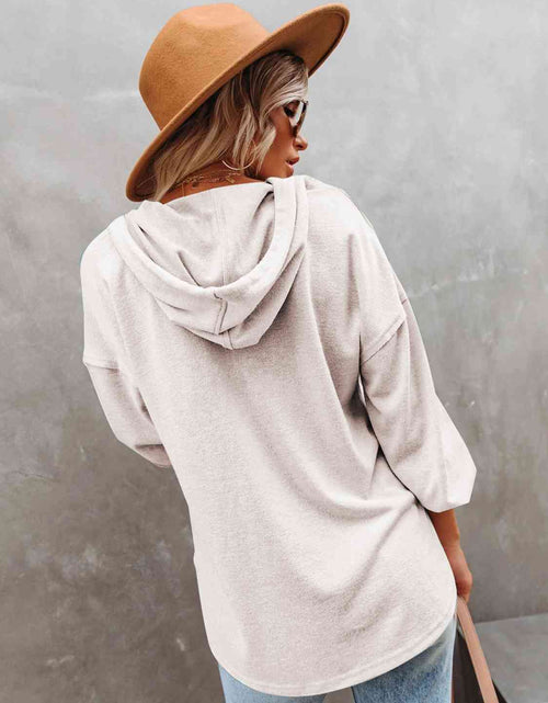 Load image into Gallery viewer, Buttoned Drop Shoulder Hoodie
