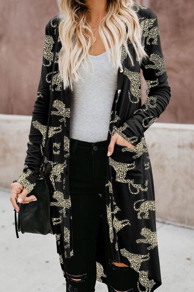 Load image into Gallery viewer, Animal Pattern Ribbed Button Up Long Sleeve Cardigan
