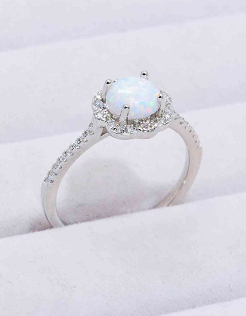 Load image into Gallery viewer, Platinum-Plated 4-Prong Opal Ring
