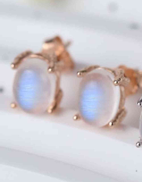 Load image into Gallery viewer, High Quality Natural Moonstone 925 Sterling Silver Stud Earrings
