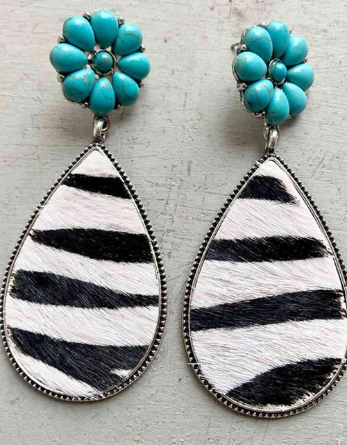 Load image into Gallery viewer, Turquoise Flower Teardrop Earrings
