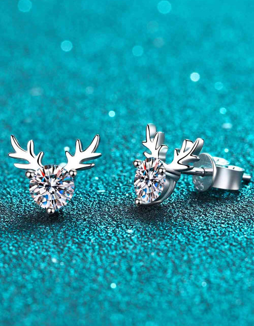 Load image into Gallery viewer, 925 Sterling Silver Reindeer-Shaped Moissanite Earrings
