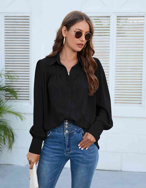 Load image into Gallery viewer, Puff Sleeve Collared Neck Shirt
