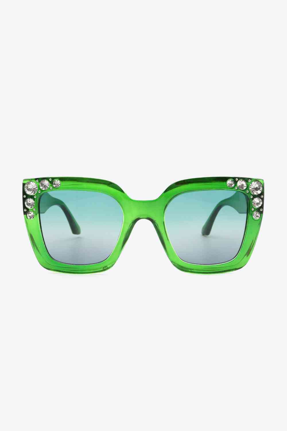 Inlaid Rhinestone Polycarbonate Sunglasses