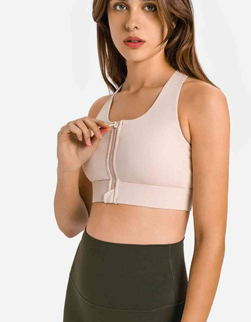 Load image into Gallery viewer, Zip Up Racerback Sports Bra
