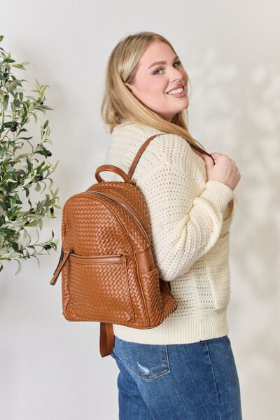 Load image into Gallery viewer, SHOMICO PU Leather Woven Backpack
