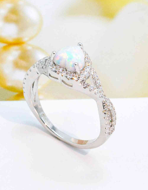 Load image into Gallery viewer, 925 Sterling Silver Heart Opal Crisscross Ring
