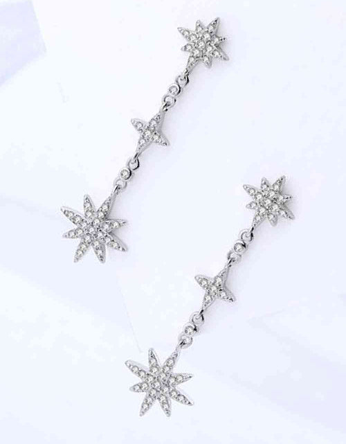 Load image into Gallery viewer, Cubic Zirconia Star Drop Earrings
