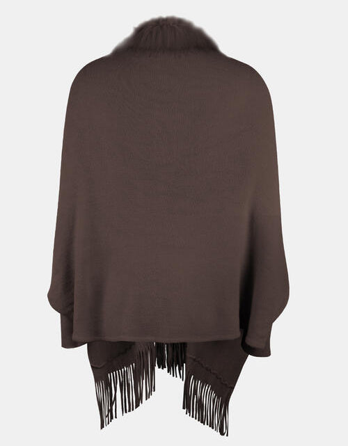 Load image into Gallery viewer, Fringe Open Front Long Sleeve Poncho
