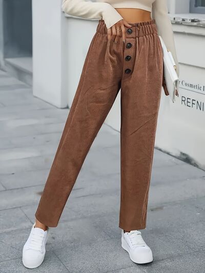 Load image into Gallery viewer, Decorative Button High Waist Pants
