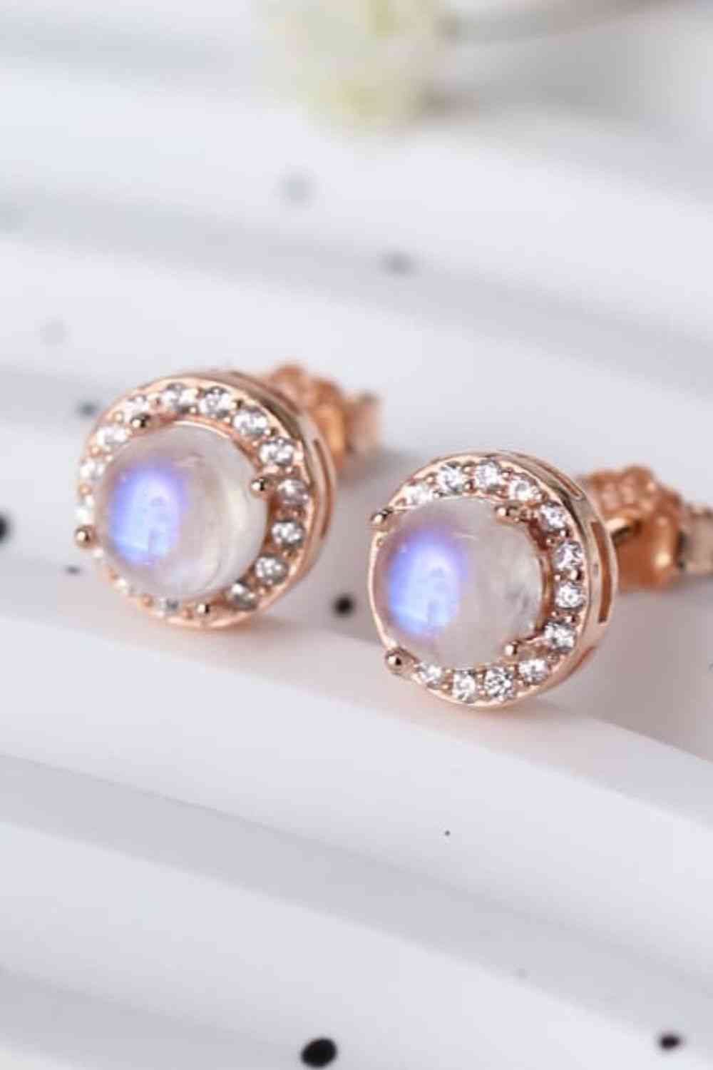 High Quality Natural Moonstone 925 Sterling Silver Stud Earrings